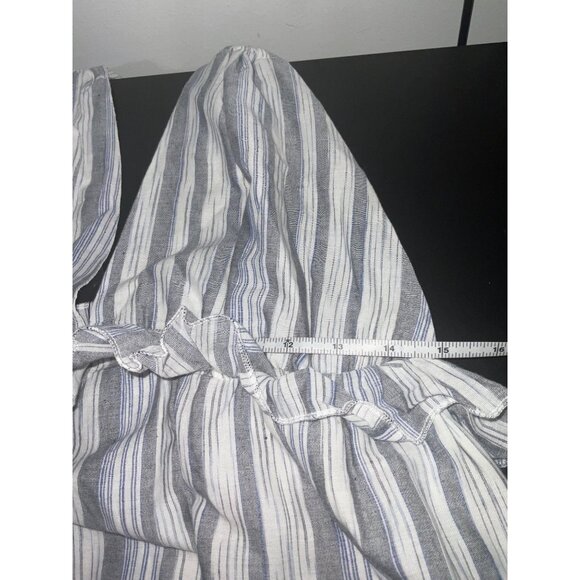 LULUS Vacay Babe‎ Grey Stripe Halter Maxi Dress New with Tags Large - Picture 7 of 11